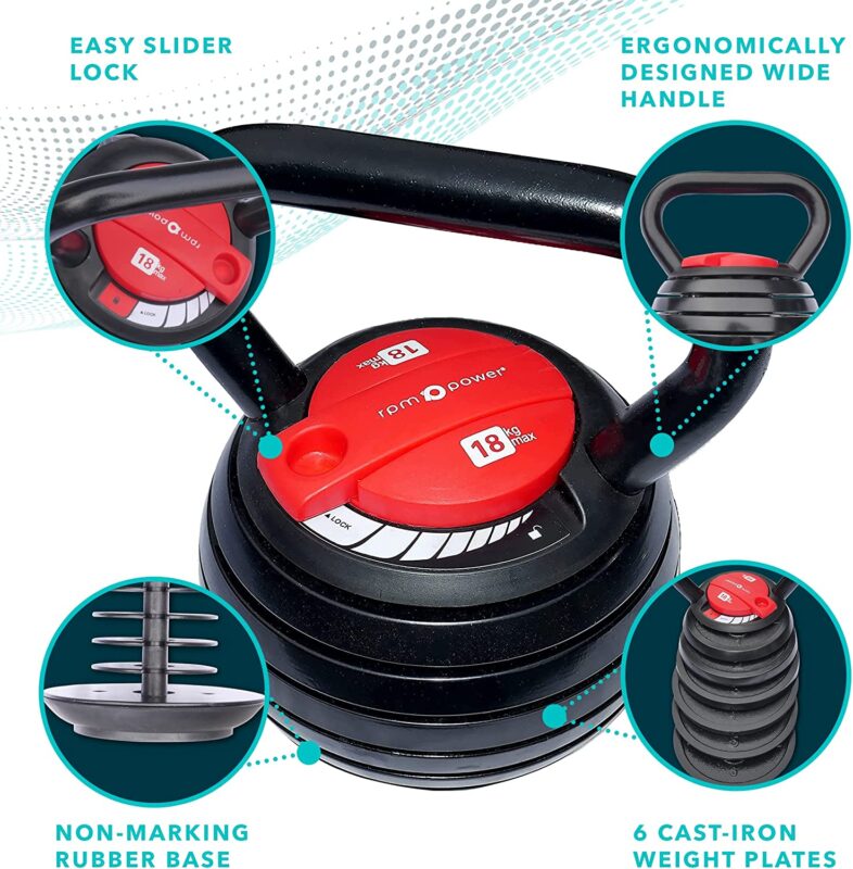 Adjustable Kettlebell 18kg (7 Weights in 1) RPM Power