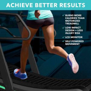 Man Running on Curved Treadmill Air Runner with descriptive text