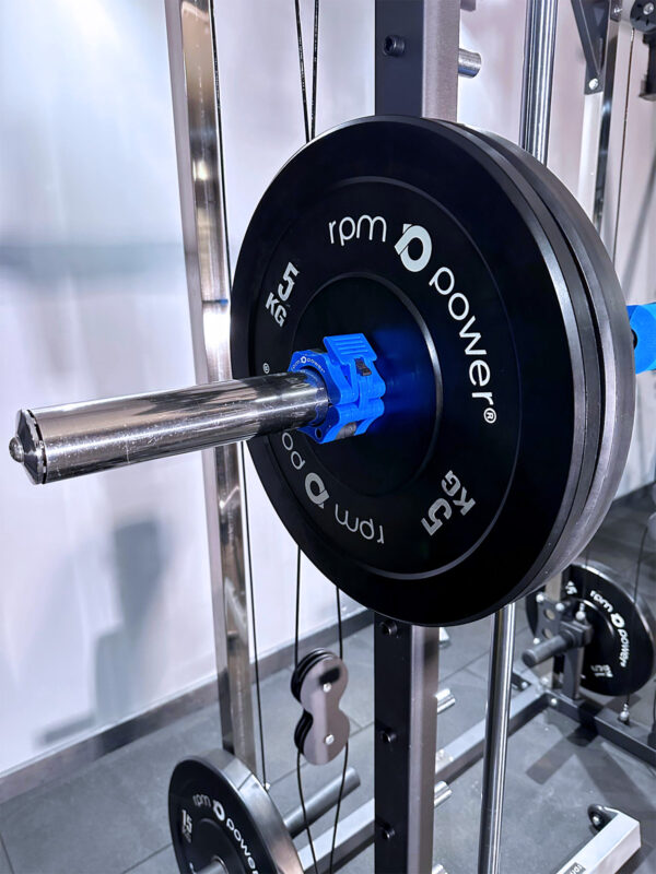Olympic Barbell with Barbell Snap Collars on Home Gym Rack