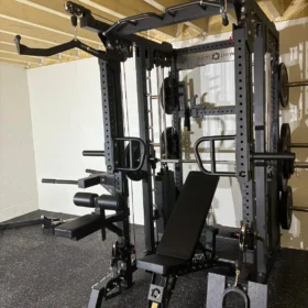 Multi-Gym with Smith Rail, Weight Bench and Barbell