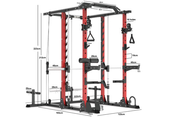 The crossover multi-gym with dimensions