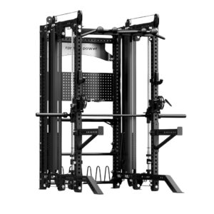 Multi-Gym with Weight Plate Storage, J-hooks, spotter arms, pull-up bar and cable machine