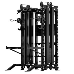 Multi-Gym with Weight Plate Storage, J-hooks, spotter arms, pull-up bar and cable machine