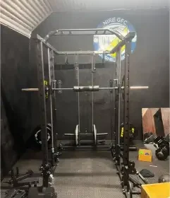 Mulit-Gym with Barbell, Weight Plate Stack & Weight Plates